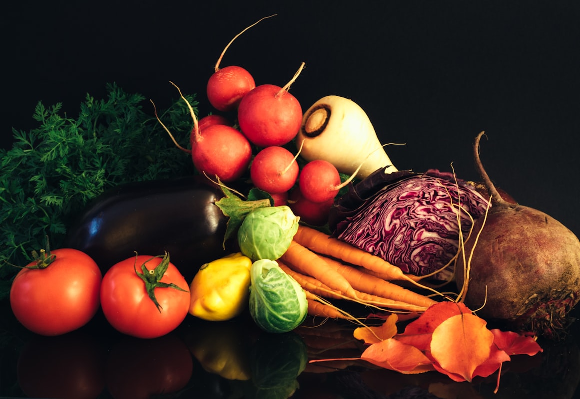 Balanced nutrition with colorful healthy foods
